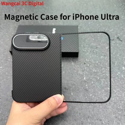 For iPhone Duo Ultra Thin 600D Carbon Fiber Textured Magnetic Case for iPhone Ultra 18 Fold Case for Magsafe Magnetic Case