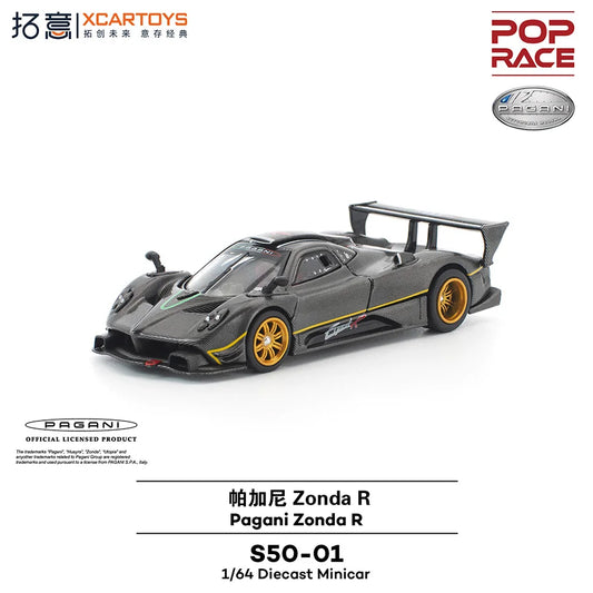 POP RACE 1:64 Pagani Zonda R - Black Carbon Fiber - Carbon Edition Alloy Die Cast Car Model Collection