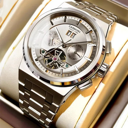 Reloj CARNIVAL Mens Sport Mechanical Watch Brand Luxury Tourbillon Automatic Wrist Watches for Men 50M Waterproof Montre Homme