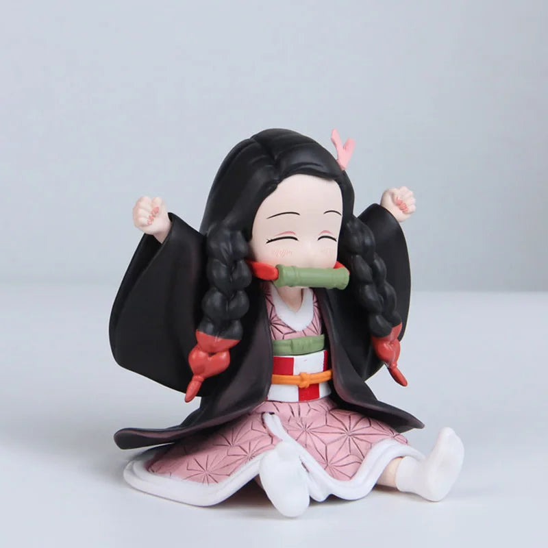 11cm Anime Demon Slayer Kamado Nezuko Figures Sitting Posture Model Toy Desktop Ornament Display Collectible Periphery Fun Gifts