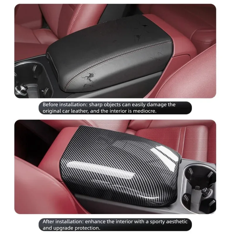 For Porsche Cayenne 2011-2017 2018-2025 Car Center Control Armrest Box Panel Cover ABS Carbon Style Trim Interior Accessories