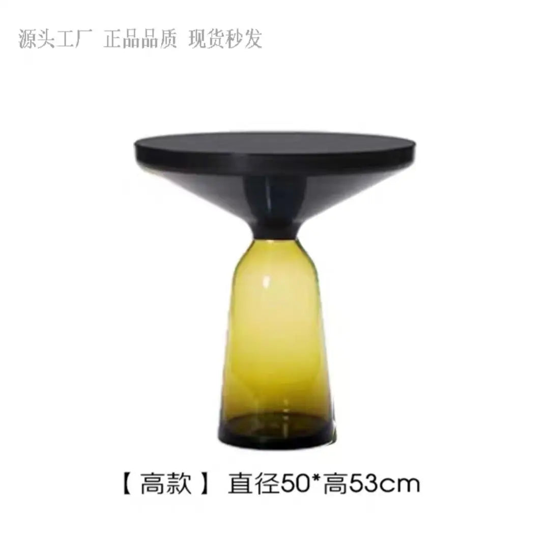 Modern Light Luxury Glass Coffee Table Creative Living Room Balcony Colorful High-end Table on The New Nordic High-end