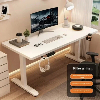 Solid Wood Electric Lifting Desk, Intelligent Computer Desk, Adjustable Gaming Desk, Home Learning and Office Desks, Workbench