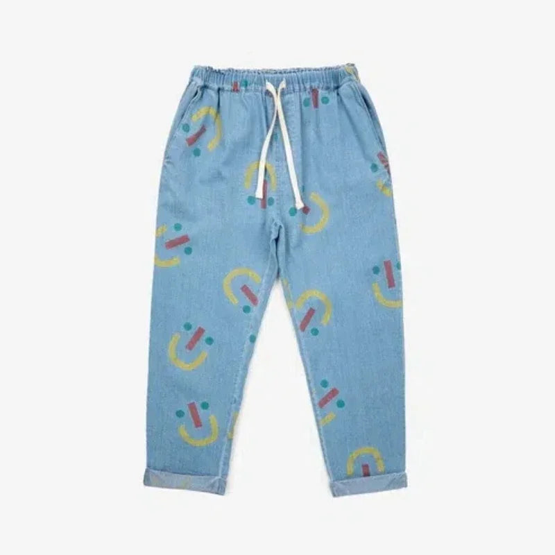 Autumn/Winter INS Korean Style Boys' and Girls' Cartoon Printed Underpants with Velvet Lace Up Guard Sports Children's Pants