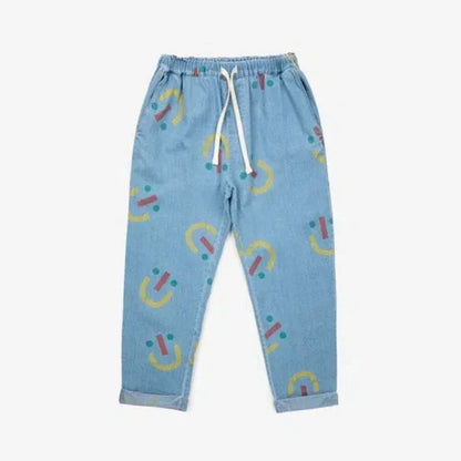 Autumn/Winter INS Korean Style Boys' and Girls' Cartoon Printed Underpants with Velvet Lace Up Guard Sports Children's Pants