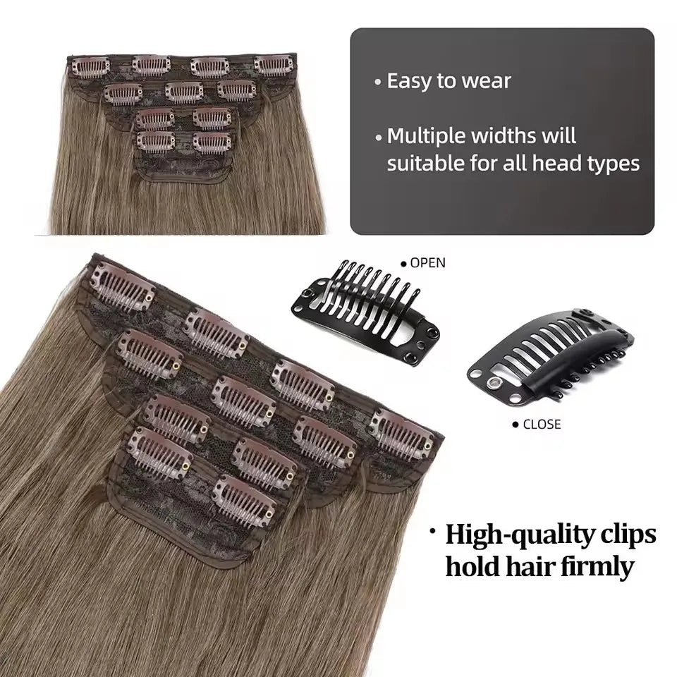 24Inches 220Grams Body Wave Clips In Piano Blond 27/613 M888 Bio Protain High Temperature Synthetic Hair Extensions 4Pcs/Lot