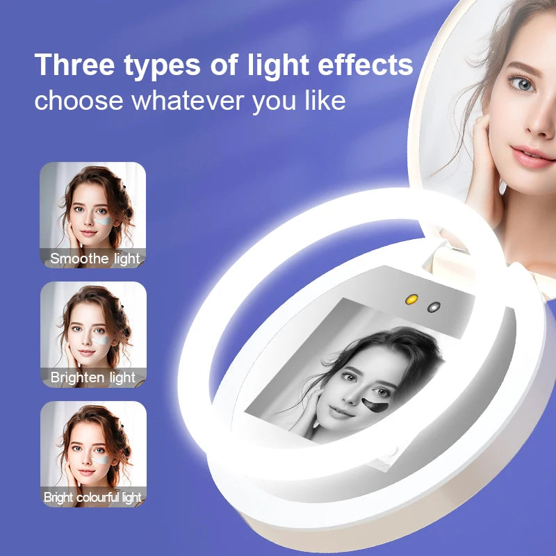 TJMIR UV Smart Sunscreen Makeup Mirror Sunscreen Detection Mirror UV Mirror Sunscreen Testing Portable LED Light Makeup Mirror