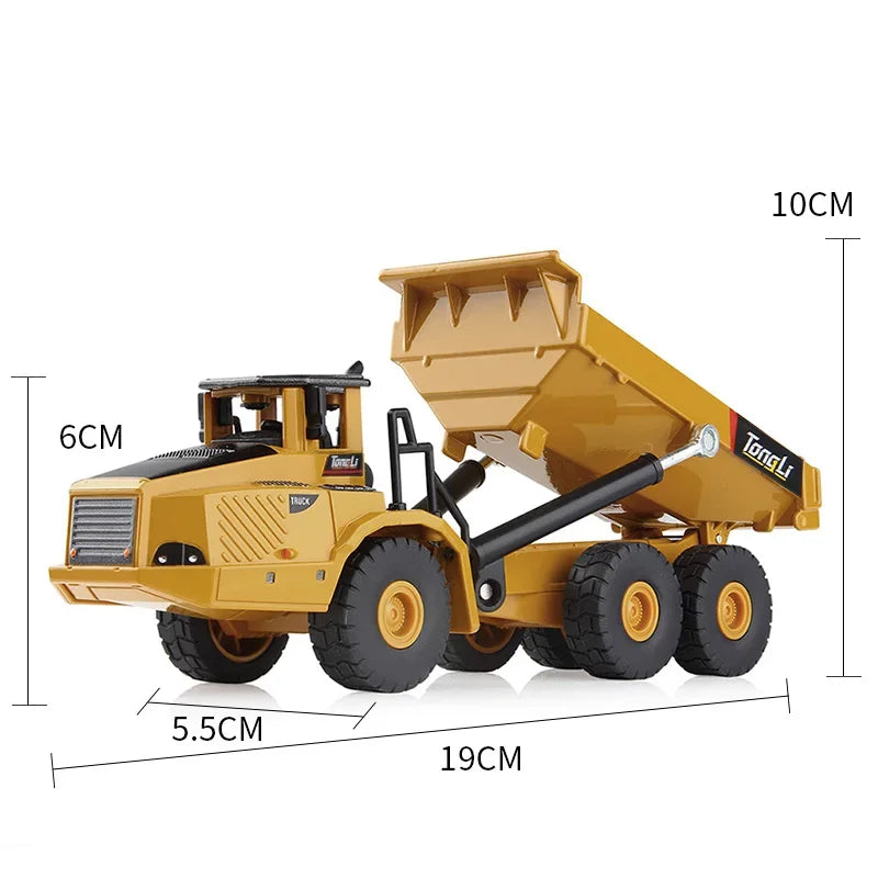 HUINA 1:40 1:50 1:60 Diecast Dump Truck Car Model Alloy Simulation Vehicle Articulated Backhoe Loader Toys for Boys Collectables