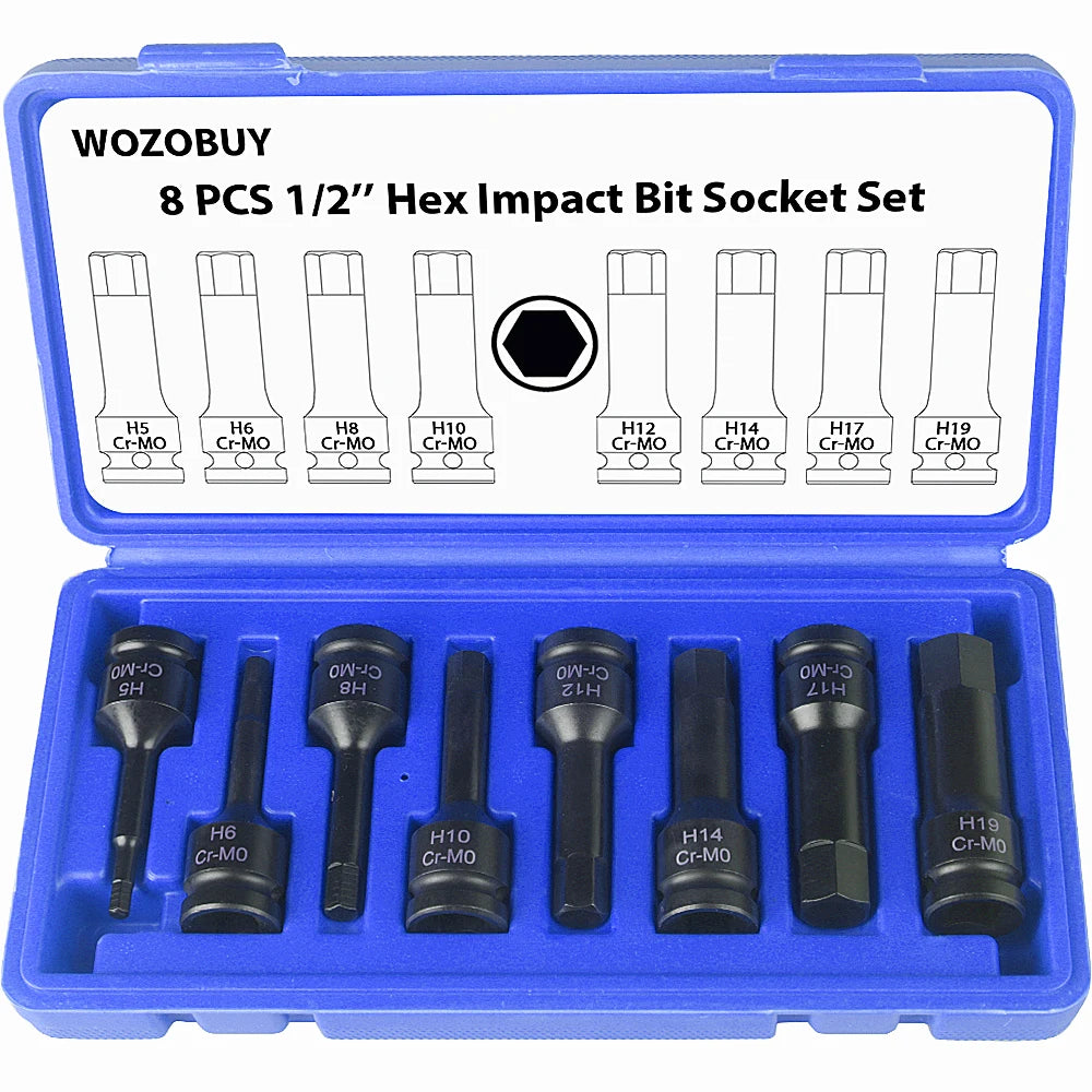 Bicycle Torque Wrench Set  8Pcs/Set Universal Sleeve Head Hex Cr-v Bit Set Drill Wrench Socket Spanner Pro Motorcycle Repair Kit
