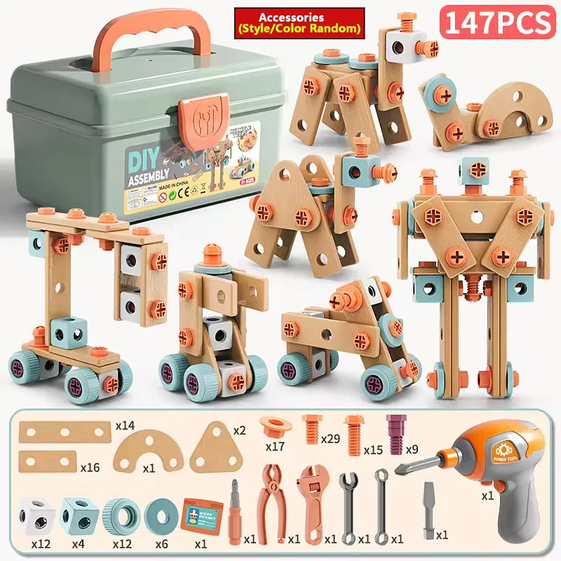Kids Tool Set Toys DIY Nut Assembly Pretend Play Repair Construction Tool Kit for Toddlers Educational Toys Boys Girls Xmas Gift