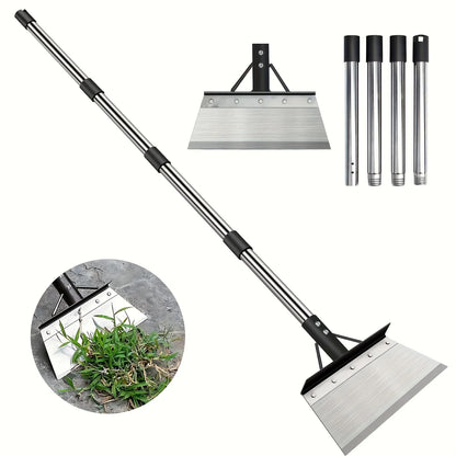 Multi-functional Garden Cleaning Shovel, Heavy-Duty Steel Flat Shovel with Adjustable Handle, Used for Weeding, De-Icing, and Ou