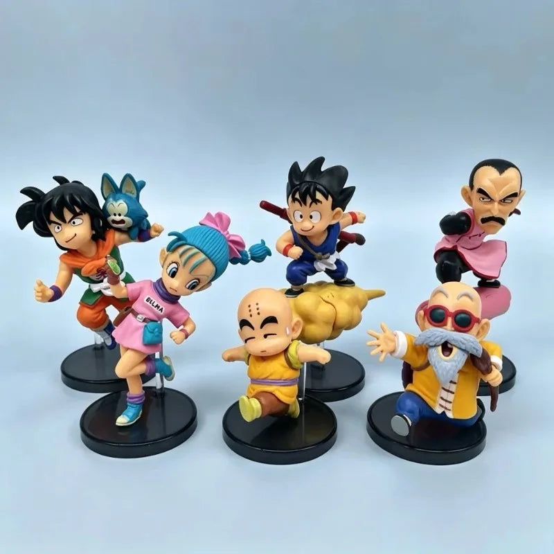 Dragon Ball Z Flying Figures Complete Set With Support Stands Q Version Anime Statue Model Desktop Collectible Ornament Toy Gift