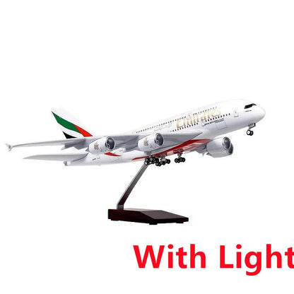 Airbus A380 UAE/Emirates Toy Plane Model 1/160 Scale 18 Inches Large Model Airplane Toy Kits with Stand Airliner Model Plane