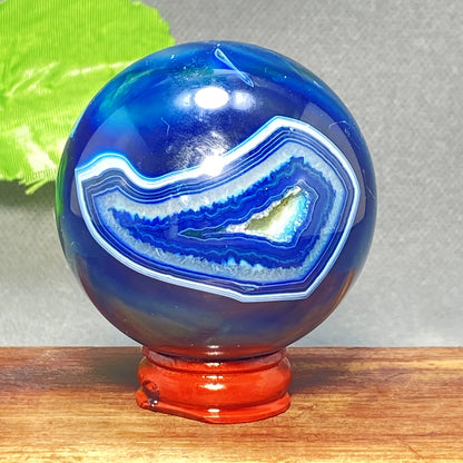 1pc Rare Blue Agate Sphere, Polished Crafts, Home Office Ornaments, Blue Quartz Lovers, Gifts for Best Friends