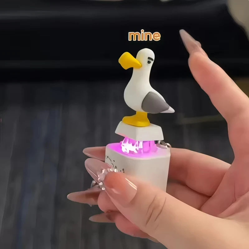 FTCY New Mine Seagull Keycap Keychain Luminous Sounding Stress Relief Creative Fidget Toy Creative Keychain Supporting Wholesale