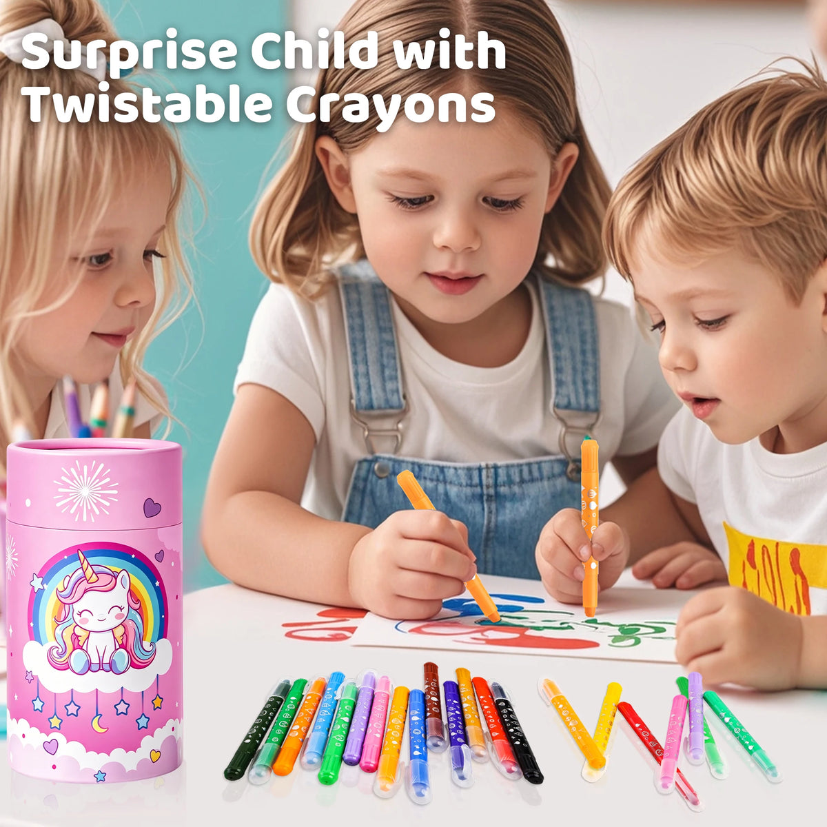 12/24 Colors Twist Crayons for Toddlers Non Toxic Washable Wax Crayons for Kids Art Supplies Drawing Coloring Crayon Set