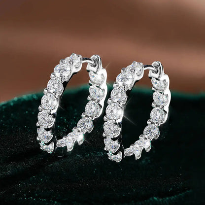 TY 2.6Ct D Color Moissanite 925 Sterling Sliver Plated White Gold Hoop Earring For Women Wedding Party Jewelry