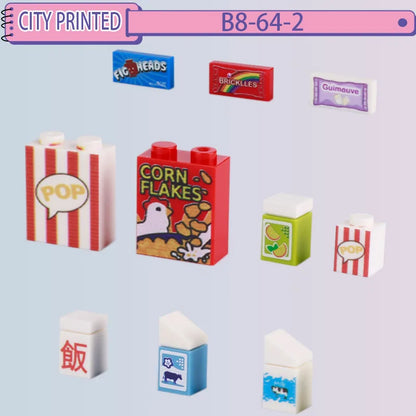 DIY City Tiles Printed Building Blocks Street View Ghost Pumpkin Medical Stretcher Music Package Bricks Christmas Halloween Toys