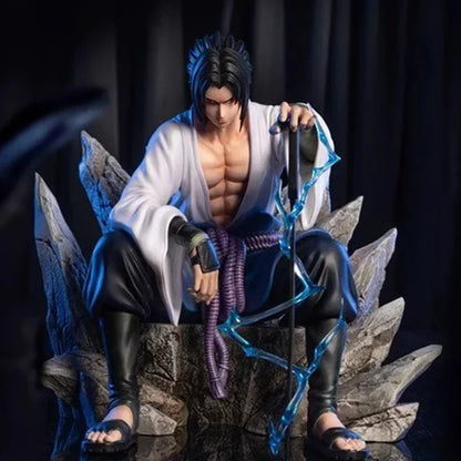 18cm NARUTO Uchiha Sasuke Mantra Seal Action Figure Sitting Pose Pvc Model Statue Collection Decoration Toys Gift Ornaments