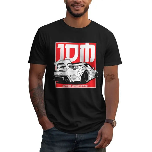 JDM Badge Japanese Drift Car Tuning Automotive Gift 86 T Shirt Summer Cotton Casual Black T-shirts Men Oversized T Shirt 6XL