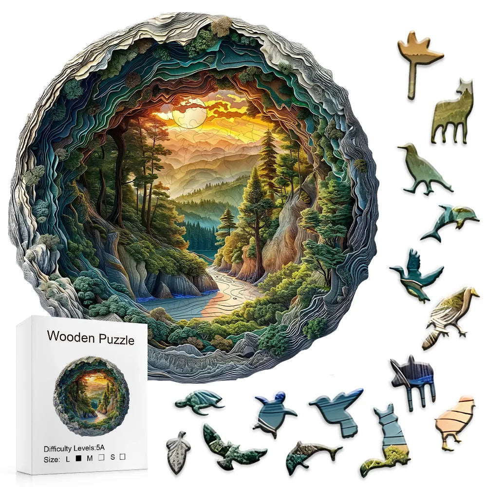 A Unique Animal Shaped Forest Cave Design 3D Wooden Puzzle - Adult Puzzle Toy - Stress Relieving Gift - Irregular Plywood Wooden