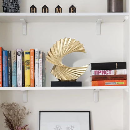 Modern Abstract Sculpture Art Deco Decor, Gold Ocean Wave Sculpture Large Home Decor Accents, Gold Statue for Men Office House M