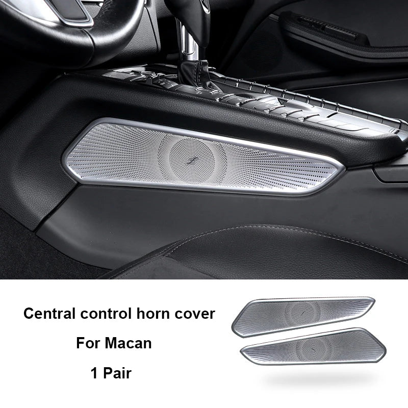Fit For Porsche Macan 2014-2023 Car Center Control Speaker Audio Sound Loudspeaker Decoration Panel Cover Trim Silver Interior ﻿