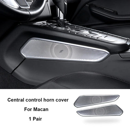 Fit For Porsche Macan 2014-2023 Car Center Control Speaker Audio Sound Loudspeaker Decoration Panel Cover Trim Silver Interior ﻿