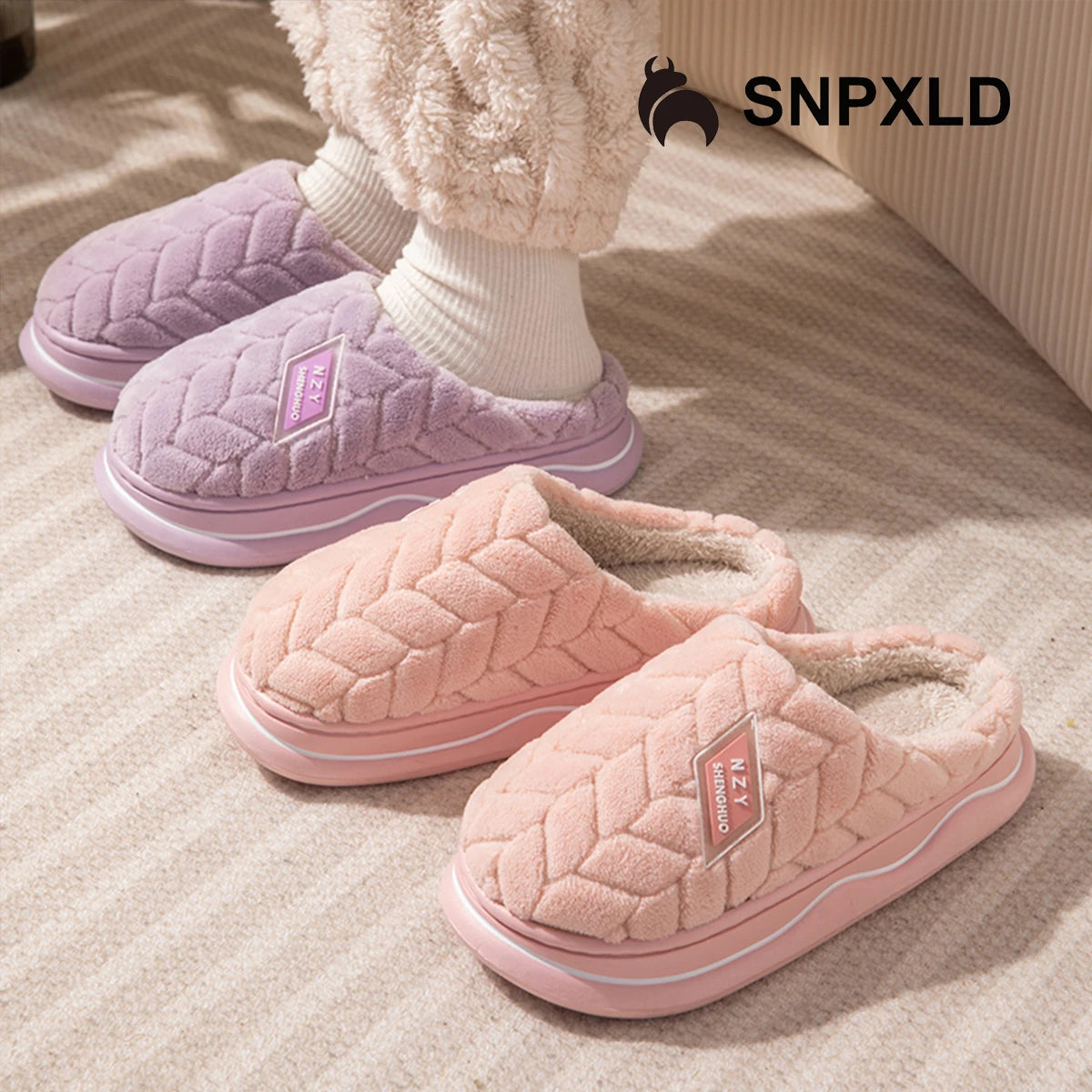 Winter Home Slippers for Women Warm Thick Sole Non Slip Indoor Slippers for Men Fluffy Bedroom Slippers for Unisex
