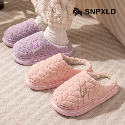 Winter Home Slippers for Women Warm Thick Sole Non Slip Indoor Slippers for Men Fluffy Bedroom Slippers for Unisex