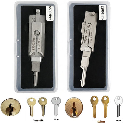 Professional Locksmith Tool,SS001Pro SS002Pro 2 in 1 Pick&Decoder,Lock Cylinder Decoding Unlocking Hand Tool with Storage Box