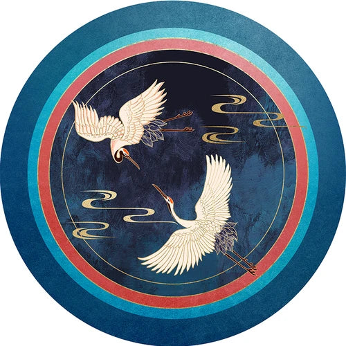 New Chinese Style Round Carpets for Living Room Home Decor Anti-Slip Floor Mat Bedroom Bedside Rug Art Studio Large Area Carpet