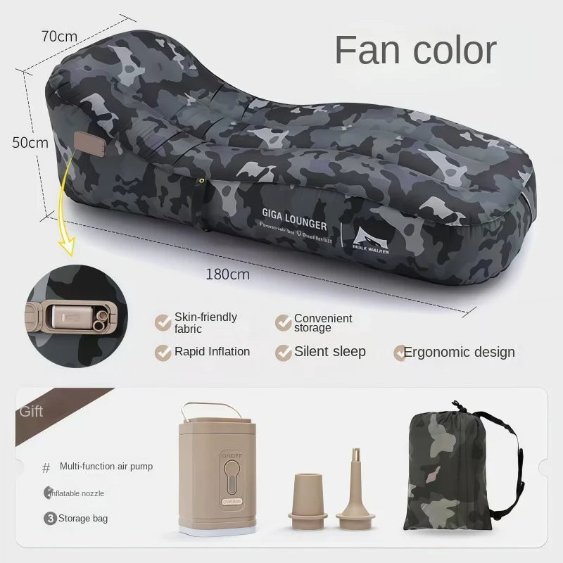 One Click Automatic Inflatable Lounge Chair, Lightweight Inflatable Sofa for Travel - USB Rechargeable, Outdoor Camping Sofa Bed