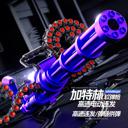 Gold Rotating Chain Gatling Soft Bullet Gun Can Launch Toy Machine Gun Model Chicken Eating Heavy Machine Gun