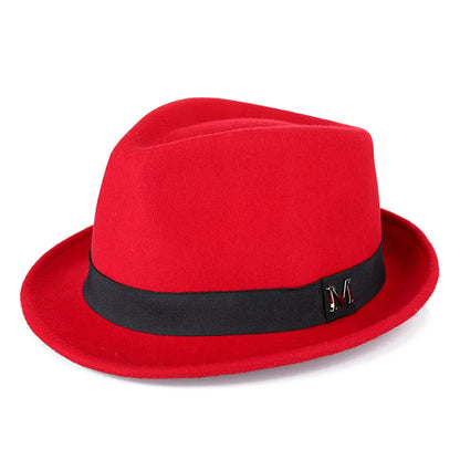 Men Winter Thick Warm Felt Fedora Hats Wool Gentleman Jazz Cap Homburg Male Classical Narrow Brim Top Hat