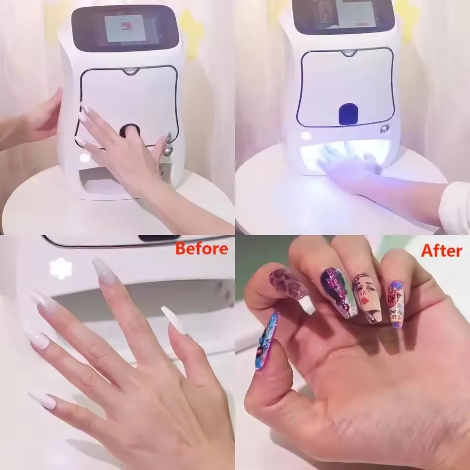 2026 Automatic Smart DIY Digital Nail Art Printer Machine Touch Screen AI Professional 3D Nail Printer