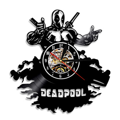 Anti-hero Deadpool Inspired Wall Clock For Living Room Home Theater Cinema Decor Retro Album Artwork Vinyl LP Record Wall Clock