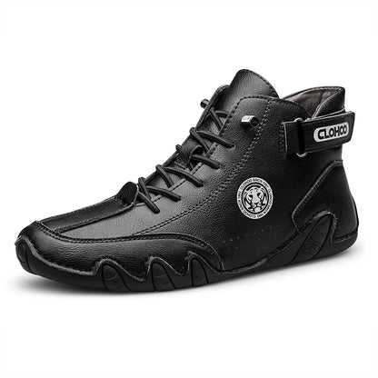 CLOHOO Hand-Sewn Octopus Design Men's Short Boots High-Top Leather Riding Boots Stylish Men's Footwear