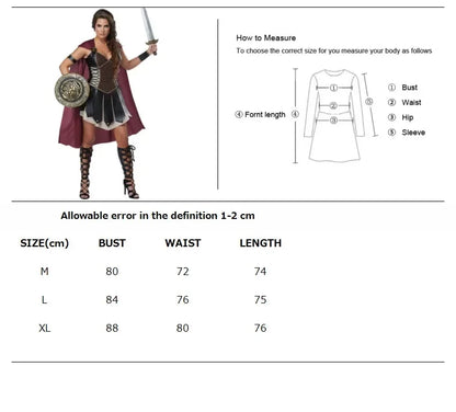 Halloween Medieval Warriors Xena Costume Women Roman Princess Spartan Gladiator Soldier Cosplay Fancy Dress