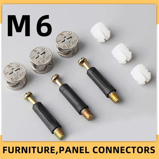 M6 Furniture Bolt and Nut Set Clothes Cabine Desk Link Fixer Connector Screw Three-In-One Woodworking Nut Length 32 35 40mm
