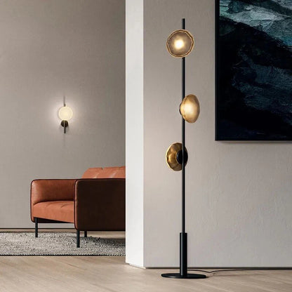 Medieval Living Room Floor Lamp Nordic Retro Bedroom Bedside Lamp Three Head Vertical Glass Lamp Decorative Standing Light LED