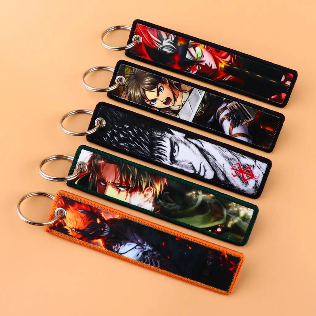 Cool Man Embroidery Key Fobs Keychains for Women Anime Key Tags Keyring Accessories Toys Gift