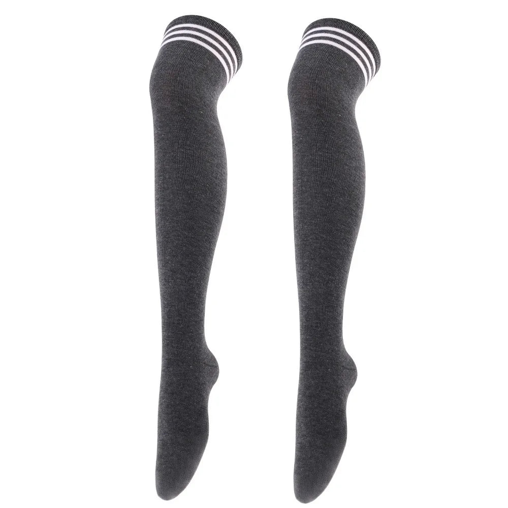 Women Jk Stockings Halloween Party Cosplay Socks Over Knee Thigh Socks Warm Stocking Women Boot Sock Triple Stripe Long Socks