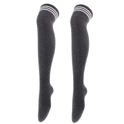 Women Jk Stockings Halloween Party Cosplay Socks Over Knee Thigh Socks Warm Stocking Women Boot Sock Triple Stripe Long Socks
