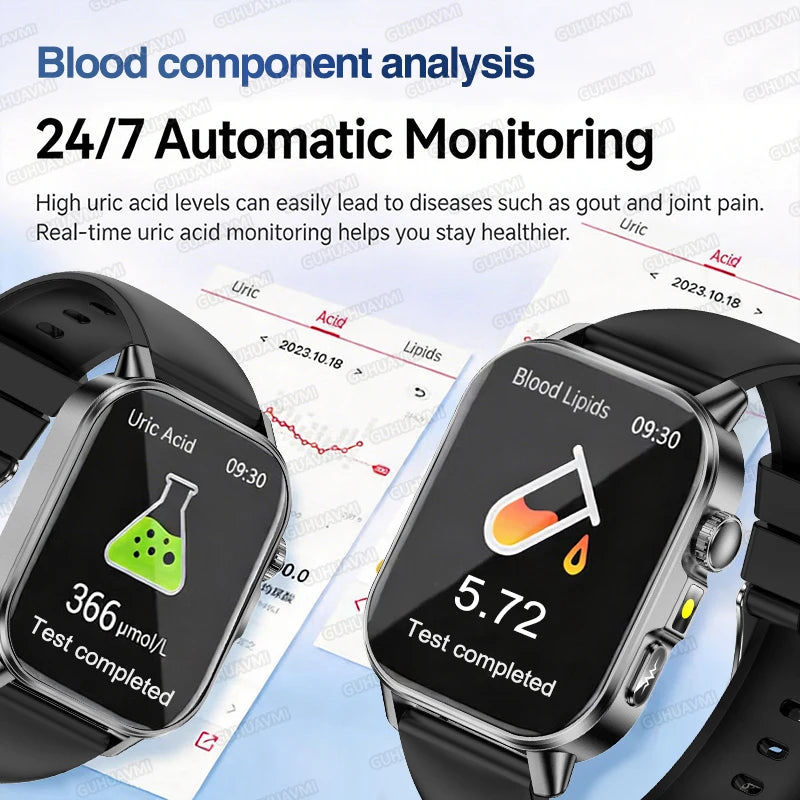 2026 New ECG+PPG Health AI Diagnosis Analysis Smart Watch Blood Lipid Uric Acid Tracker Clock NFC Bluetooth Call Watch Men Women