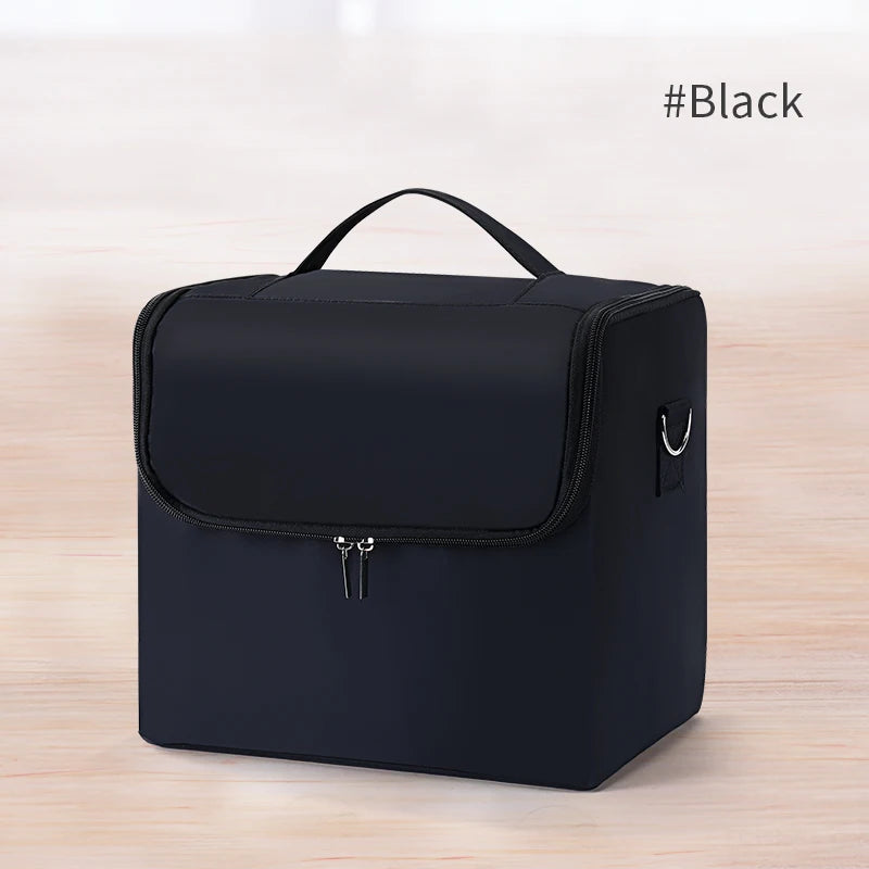 Large Makeup Carrying Train Case for Women, Travel Bag Storage Box,4 Tier Professional Nail Organizer Case with Adjustable