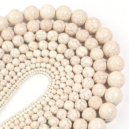 Natural White Turquoises Stone Beads 3-16mm Gemstone Spacer Bead for Jewelry Making DIY Bracelet Necklace Beaded Accessories