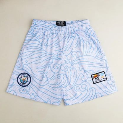 One Piece Straw Hat Pirates Wave Mesh Shorts Men Women Summer Quick Dry Breathable Sports Gym Casual Jogger Shorts