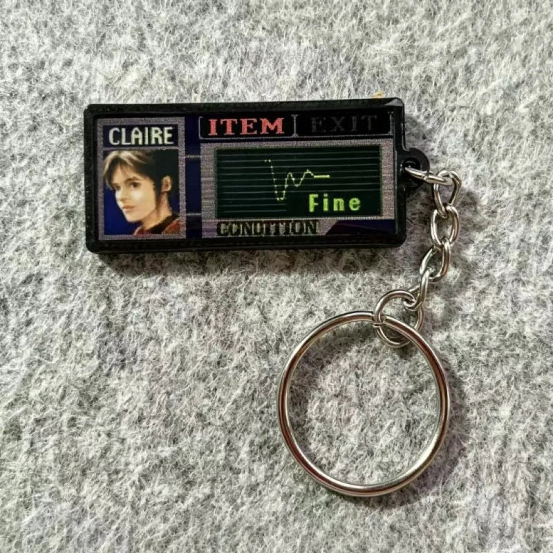 Resident Evil 2 Keychain: PS1 Game, Claire FINE Health Status Bar Gamer Gift, Nostalgic Keychain
