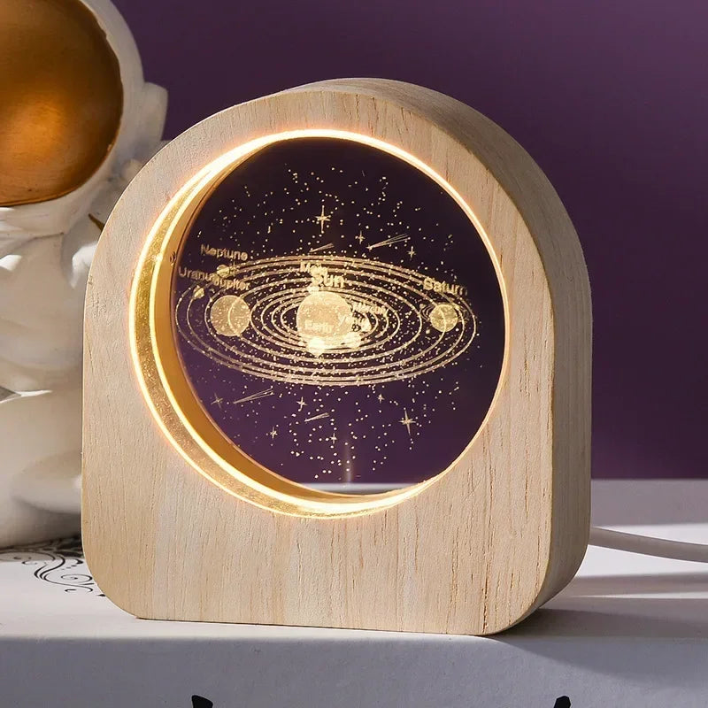 3D Laser Engraved Solar System Astronomy Crystal Glass Desktop Decoration Ornaments Valentine's Day Birthday Gift